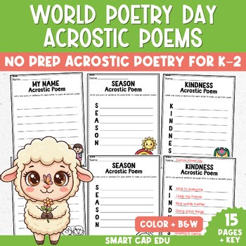 World Poetry Day Acrostic Poems for Kids | Writing Practice K–2