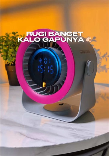 Kipas Portable Turbin dengan Layar Jam & Timer — Kipas Meja untuk Anak Kos