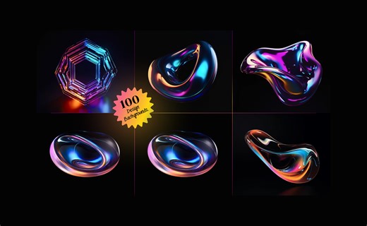 3d glass liquid abstract Backgrounds (Set of 100)