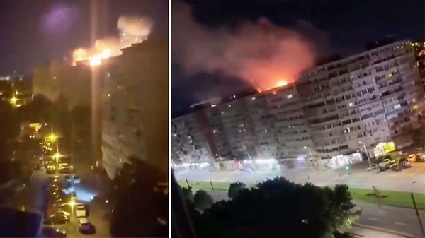 Anwohner filmen Momente nach Einschlag russischer Drohne in Rumänien