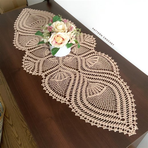 Crochet Oval Pineapple Table Runner Pattern - Only Crochet Diagram for Pineapple Doily Runner Scarf -crochet Pattern Lace Tablecloth - Etsy