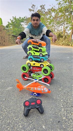 Remote control five racing car rc two moka car rc one helicopter testing | 🤩