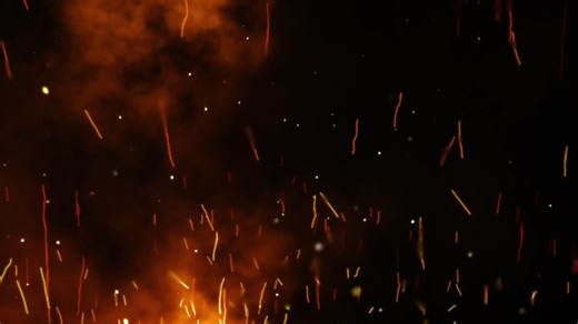 A looping, 4K slow motion animation of sparks, embers, and smoke, coming up from an off screen source, with heat distortion | Premium Stock Video Footage