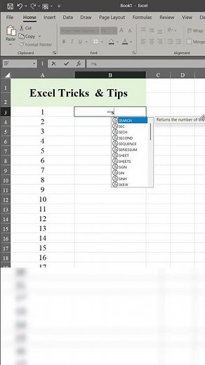 Excel Tricks and Tips YouTube Shorts Trick 2025