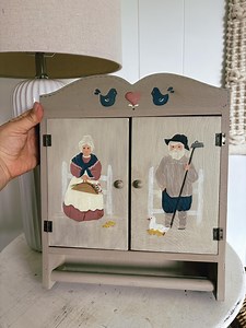 Primitive Home Decor Medicine Shelf, Antique Handpainted Farmhouse Wooden Storage Cabinet, Farmhouse Country Folk Art, Wall Decor Wood Shelf - Etsy