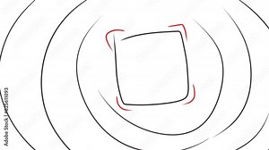 There are red corners and lines around the highlighted cartoon frame that create round radial waves. This art to insert a logo or other content into the frame. Stock Video