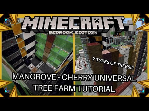 [Mangrove-Cherry] Universal Tree Farm 7 type Tutorial For Minecraft Bedrock 1.21