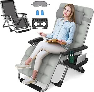 Amazon.com : ZENPETIO Oversized Zero Gravity Chair, 33In XXL Zero Gravity Recliner Lounge Chair, Anti Gravity Chair for Indoor and Outdoor, Reclining Camping Chair for Lawn and Patio w/Cushion and Footrest, 500LBS : Patio, Lawn & Garden