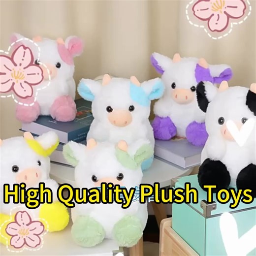 Custom Plush Cow Soft Animal Toys Cute Strawberry Bulls Stuffed Cow Plushie Pillow for Kids Low MOQ