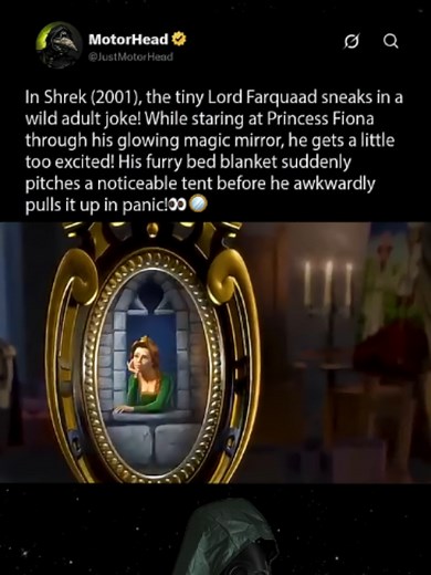 In Shrek (2001), John Lithgow's tiny villain has a hilarious sneak peek moment