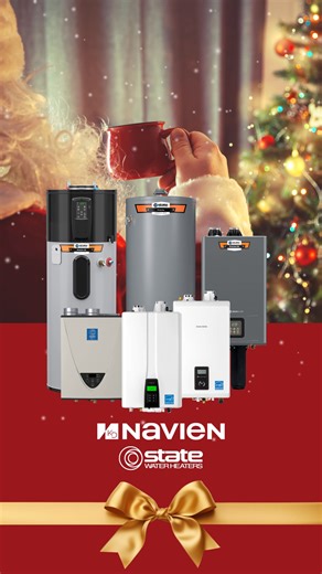 The only thing hotter than Santa’s cocoa? Our water this winter.🎅🏻🔥 Navien and State Water Heaters have us covered for the cold! #Gensco #hvac #holidayseason | Gensco