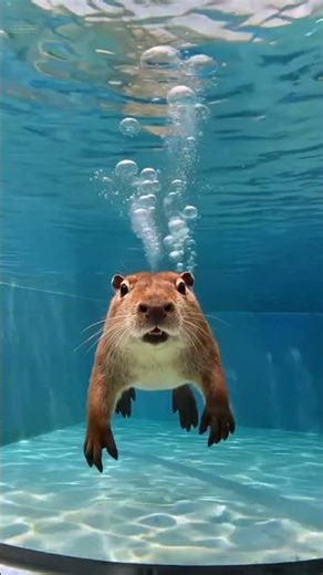 The Smiling Capybara Underwater