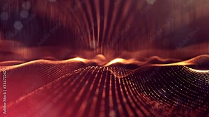 4k interesting abstract looped backgrounds with luminous particles with depth of field. suitable for holiday presentations, as a bright interesting background with light effects. Golden red lines 27