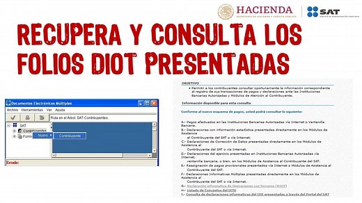 En este video se muestra como recuperar los folios de la declaración informativa de operaciones con terceros (DIOT) presentadas para posteriormente poder imprimir en pdf el acuse. Link del video en Youtube: https://youtu.be/94gnGImV3k0 | El Conta Trejo