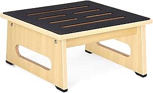 One Step Stool with Non-Slip Rubber Stepping Feet, Heavy Duty Wooden Step Stools, 450 LB Portable Bed Steps for High Beds for Bathroom, Bedroom, Kitchen & Bedside Support