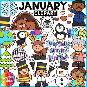 January Clipart Collection - MLK, 100th Day, Winter, Arctic Animals & More