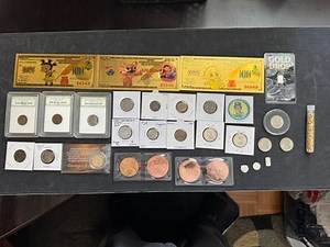 Junk Drawer Lot, US  & Foreign  Coins,3x 1 gram silver. Gold Flakes 24k and more | eBay