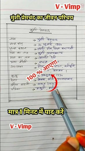 Munshi Premchand ka jivan Parichay | मुंशी प्रेमचंद का जीवन परिचय | jivan Parichay kaise likhe 2026