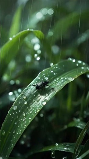 Relaxing Rain on Leaves with Ladybug | Nature ASMR Sounds for Sleep & Calm