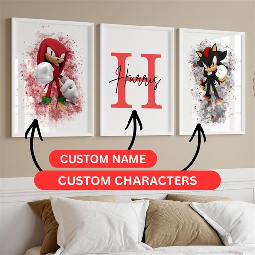 Sonic Theme Art Personalized Name Prints Set of 3 Sonic Posters Wall Decor Kids Wall Decor Room Digital Print for Boys Room Decor - Etsy
