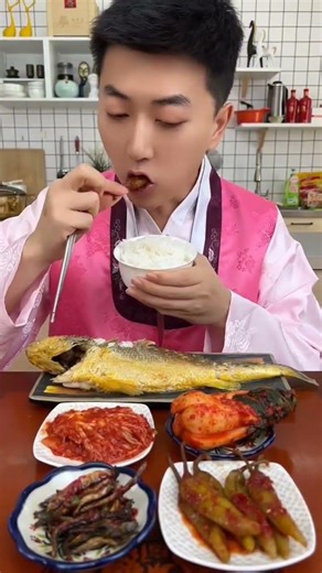 I am eating Korean traditional style fish with spicy kimchi.... #korean #traditional #style #fish