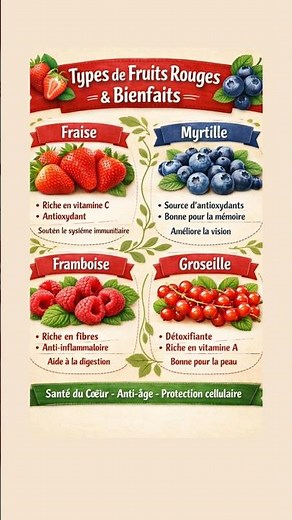 Types de fruits rouges & bienfaits#santé #shorts