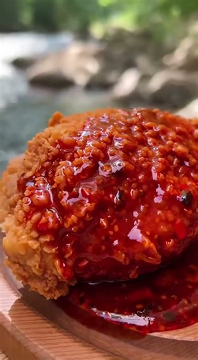 ASMR Outdoor Cooking 🔥 Cutting Lava Spicy Crispy Chicken 🌶️ Extreme Crunch Sounds