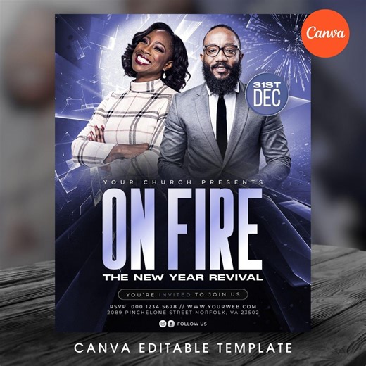 New Years Revival Church Flyer Template, Editable Canva, Worship Service, Event Program Prayer Conference, Guest Speaker Holiday Ministry - Etsy Canada