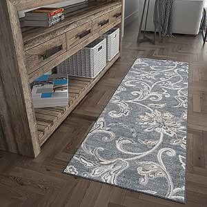 Dark Gray 2x8 Hallway Runner Rug - Kitchen Rug - Area Rug for Indoor Entry Entryway Walkway - Contemporary Carpet