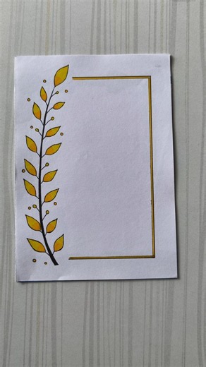 Simple Yellow Leaf Border Design/6 easy border design/Border design/Project/Priyanka Gunwal #shorts
