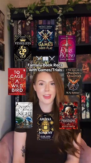 Romantasy book recs featuring games and trials ⚔️🖤 I eat this tripe up every single time! Books mentioned: 📖 The Games Gods Play by @Abigail Owen 🦋 Author @PenguinMichaelJoseph 📖Dire Bound by @Sable Sorensen (author) @waywardtxf 📖The Ballad of Phoenix and Monsters by @M.N.Robbins Author 📖Phantasma by @Kaylie 🌙 @Second Sky Books | booktok 📖Arcana Academy by @Elise Kova @hodderscape 📖The Serpent and the Wings of Night by @Carissa Broadbent @Book Break by Pan Macmillan @Pan Macmillan UK 📖