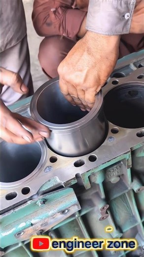 Mechanic Installs New Cylinder Sleeve in a Diesel Engine! 🔥 #Shorts