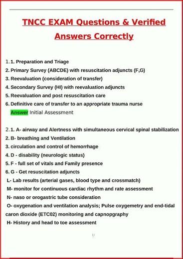 Tncc Exam Latest Actual Questions And Verified Answers A Gra video