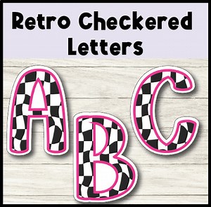 Retro Checkered Letters | ABC Bulletin Board Set with Numbers & Punctuation