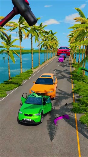 Giant Hammer vs Color Cars! 💥 Most Satisfying Car Smash Challenge #Shorts #usa