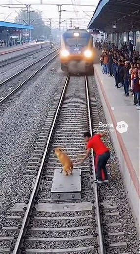 CCTV Captures Incredible Dog Rescue from Fast Approaching Train