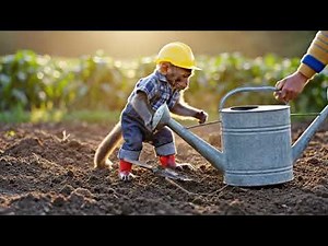 baby monkeys on the farm, Smart baby monkey, baby monkey gardening