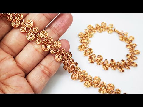 Asymmetric spiral bracelet inspired by Egyptian Coil from copper wire 478