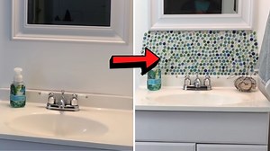 DIY Dollar Store Gemstone Backsplash
