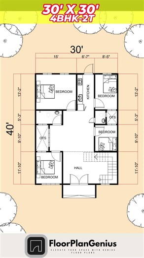 30X30 Small House Design Bedroom #shorts #HouseDesign