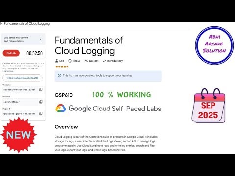 Fundamentals of Cloud Logging || 2025 || #GSP610 #qwiklabs #qwiklabsarcade2025