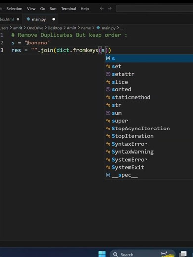 Remove Duplicates But Keep Order #shorts #python #programming