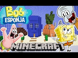 #348 Minecraft Tutorial - Casas do BOB ESPONJA, PATRICK e LULA MOLUSCO