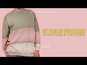 DIY Raglan Sweatshirt + Printable PDF Sewing PATTERN (EASY SEWING PROJECT) (STEP BY STEP TUTORIAL)