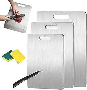 Yamato Titanium Cutting Board, Titanium Cutting Board, Cutting Board Titanium, Stainless Non Stick Chopping Board, Dishwasher Safe Ideal, Perfect For Various Cooking Tasks (15.35 * 11.02in)