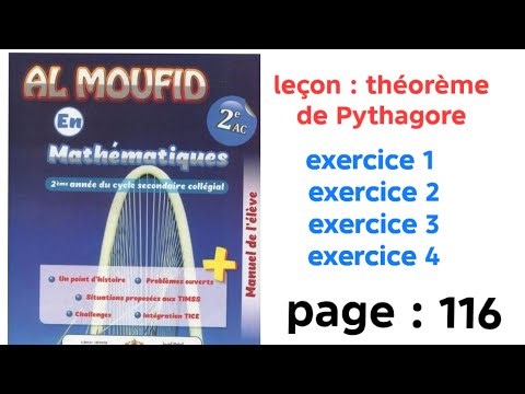 Correction des exercices 1, 2, 3 et 4 page 116 al moufid en maths 2AC théorème de Pythagore