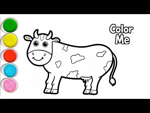 Drawing, Coloring, Painting a Cute Cowfor Kids 🐄 | Easy Animal Drawing