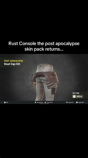 Rust Console the post apocalypse skin pack returns…#fyp #foryou #rustconsole #rusttok #notlvl99