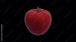 3D Apple Rotating on a Transparent Background. Seamless Loop. Apple 3D. Fruit. 4K