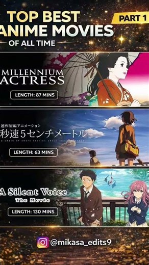 Top Best Anime Movies of All Time | Must Watch Anime Films 💔✨ #anime #animemovies #animeedit #otaku